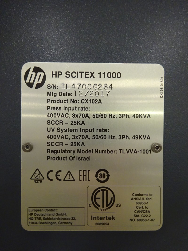 HP (Hewlett Packard) L11000 63" x 126" fully automatic digital printer