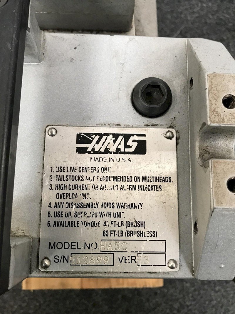 Haas HA5C Programmable Rotary Table, Brushless Drive Motor, Hand Lever ...