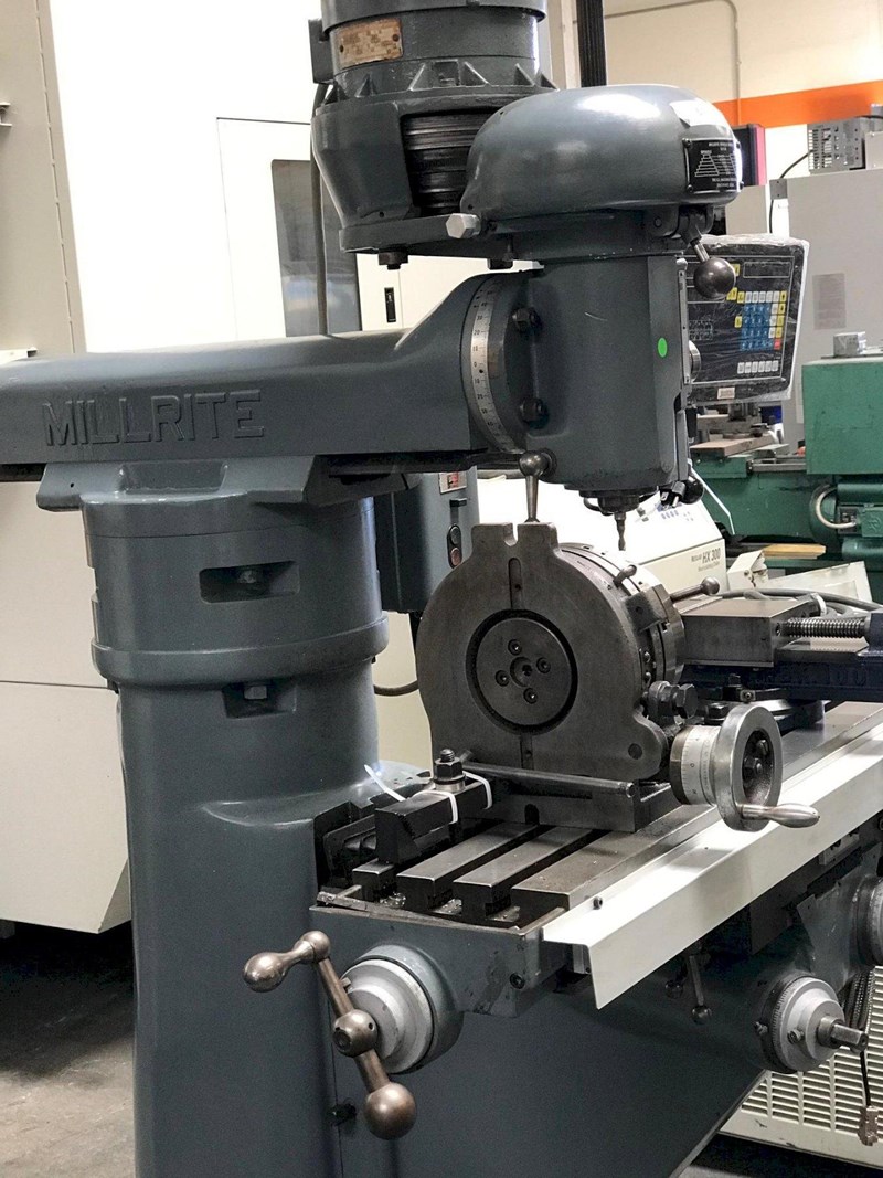 MILLRITE MVN VERTICAL MILLING MACHINE , STEP PULLY, R8 SPINDLE,X AXIS