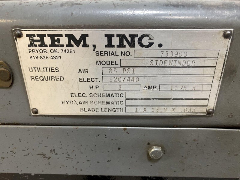 Hemページです 12 ¾” x 16” HEM Sidewinder Horizontal Mitering Band Saw | pressXchange