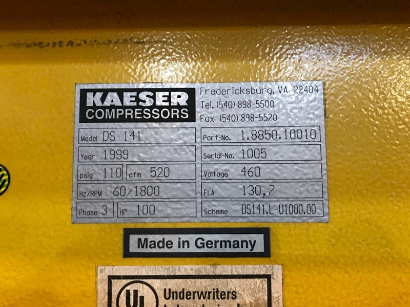 Kaeser 100 Hp Rotary screw air compressor, Rebuilt airend pressXchange