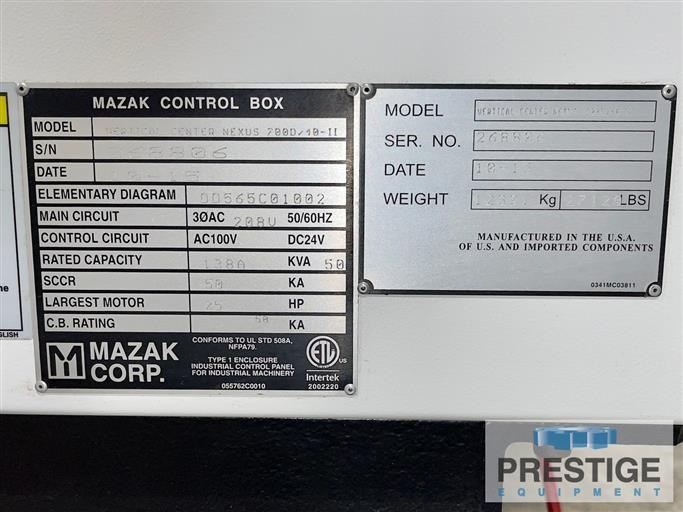 Mazak Nexus VCN-700D/40-II CNC Vertical Machining Center