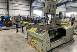 HYD-MECH V-18   18 x 20 Vertical Band Saw &amp; Power Roller Table 1996 #GMT-3590