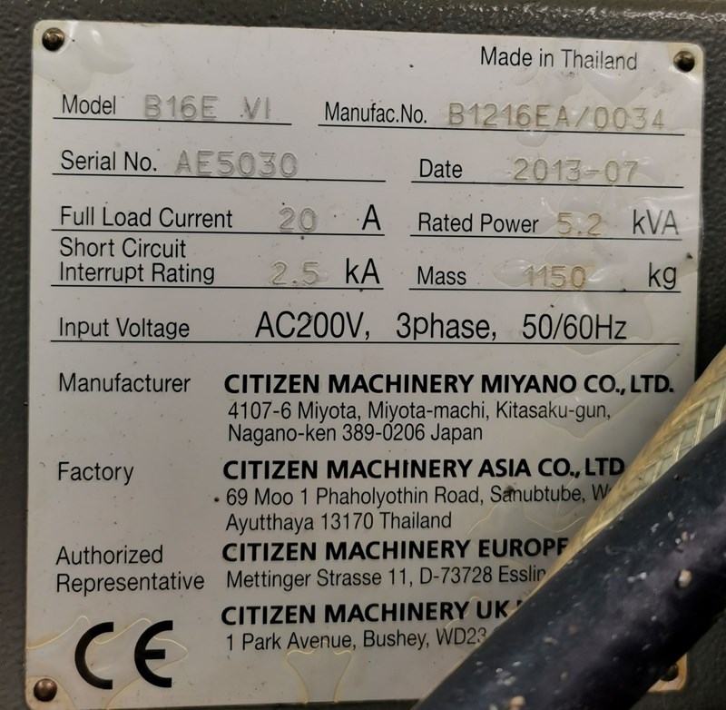 Citizen B16E VI CNC Sliding Headstock Lathe | pressXchange